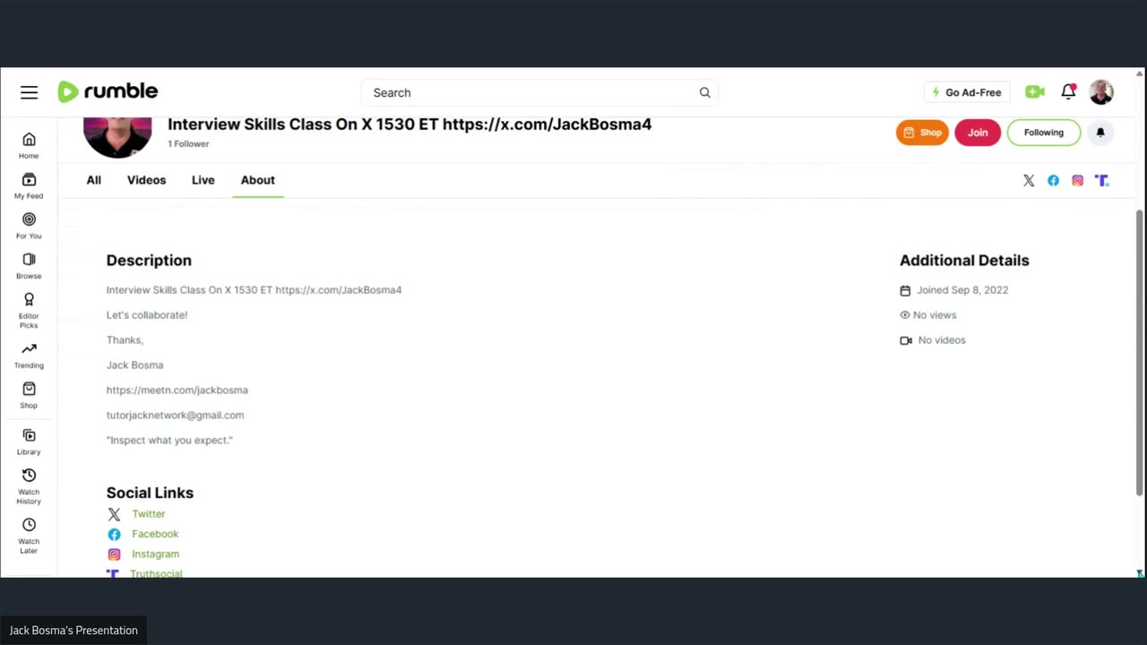 Interview Skills Class On X 1530 ET https://x.com/JackBosma4