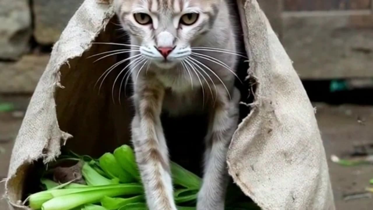 Shopping Bag Tear Cat