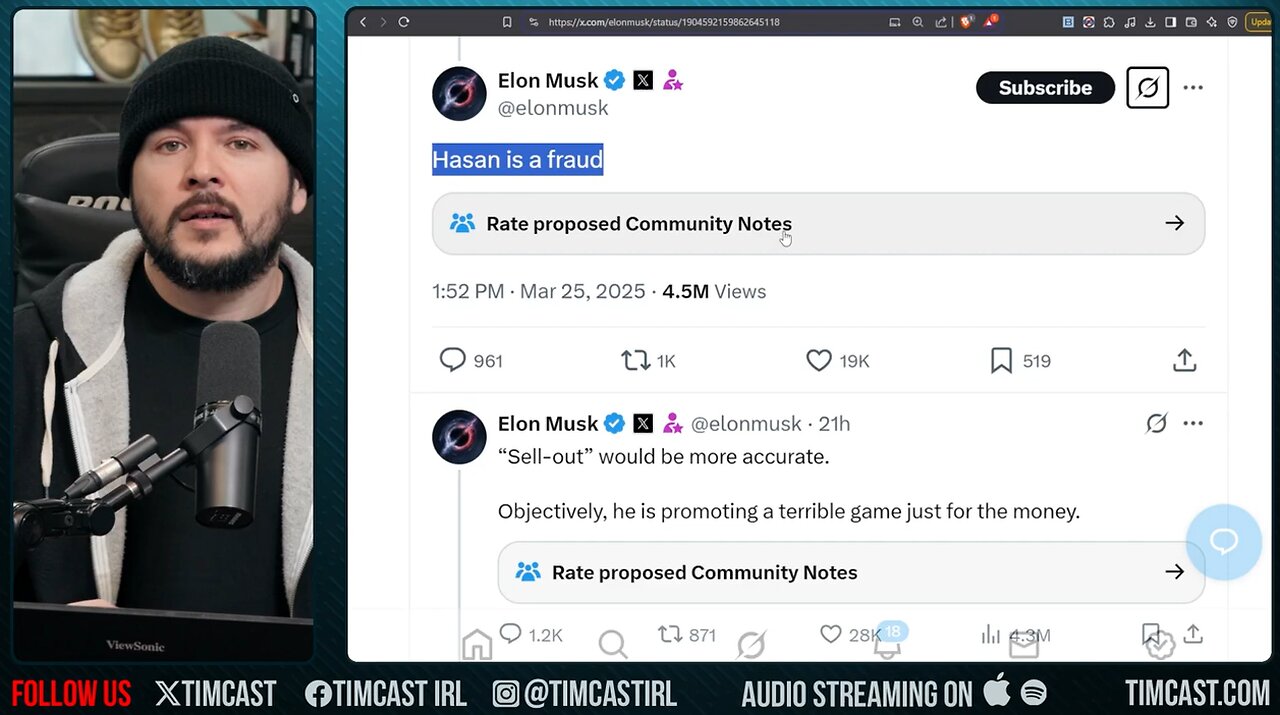 Elon Musk ROASTS Hasan Piker, Ubisoft Then ROASTS Elon, People Mad Ubisoft PAID Hasan To Promote AC