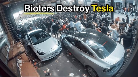 NYC Rioters Attack Tesla Showroom… To Stop Trump