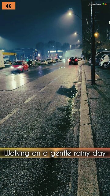 Walking on a gentle rain day .