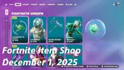 Fortnite Item Shop|December 1, 2025(*New* Leviathan Jr. Sidekick & Kicks)