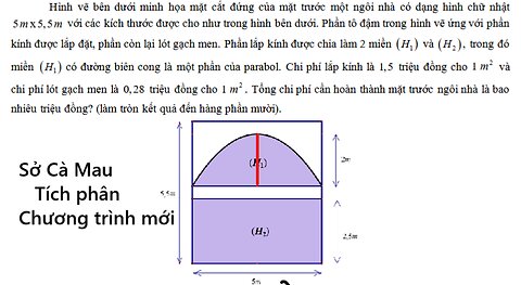Sở Cà Mau: Hình vẽ bên dưới minh họa mặt cắt đứng của mặt trước một ngôi nhà