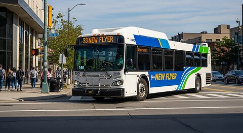 New flyer Xcelsior City Bus Turning on The Road