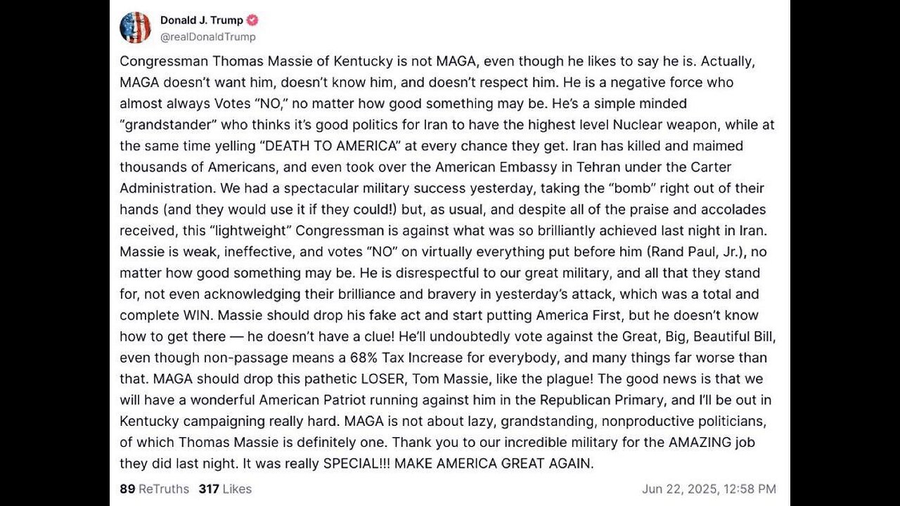 US Representative Thomas Massie on America First vs AIPAC.