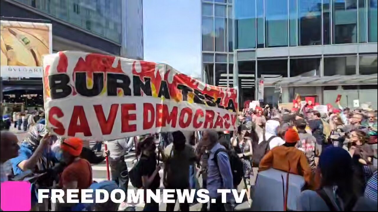 Protesters begin to try to incite riots against Tesla