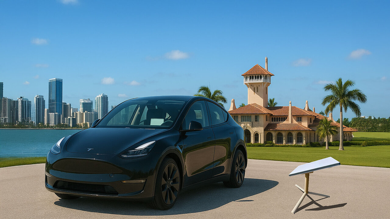 Miami to Mar-a-Lago in a 2025 Tesla Model Y FSD 13.2.9 Starlink Livestream
