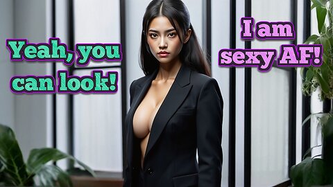 👙Sexy girl big round boobs 😍 business attire shamelessly exposing her chest & abs
