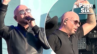 Pitbull braves 80-degree Miami heat in leather outfit for energetic F1 performance