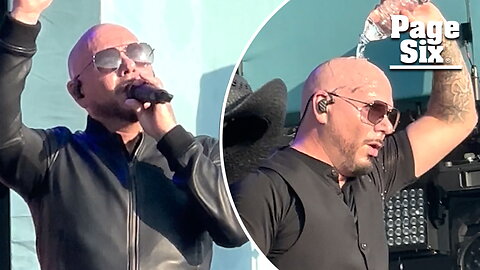 Pitbull braves 80-degree Miami heat in leather outfit for energetic F1 performance