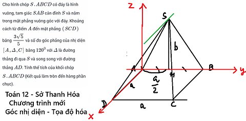 Sở Thanh Hóa: Cho hình chóp S.ABCD có đáy là hình vuông, tam giác SAB cân đỉnh S và nằm trong mặt