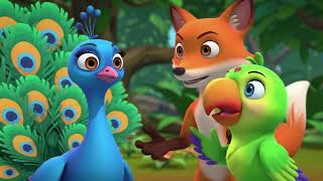 मोर, तोता, हाथी और कछुए की दोस्ती | हिंदी नैतिक कहानी😊