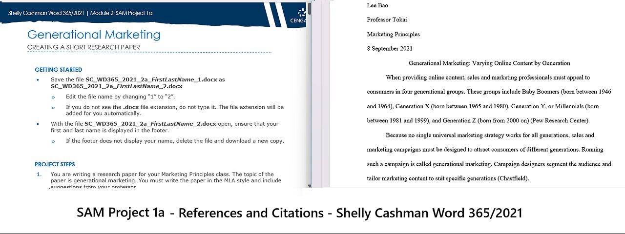 Shelly Cashman Word 365/2021 | Module 2: SAM Project 1a | Generational Marketing