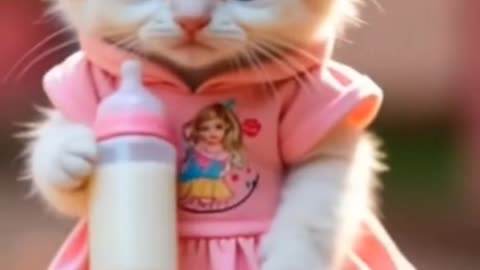 Cutest Walking Kitten Ever! 🍼💙 With Style and Swagger