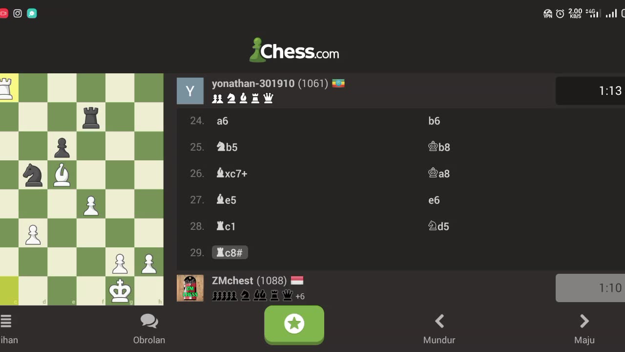 She mistake in a last game chess