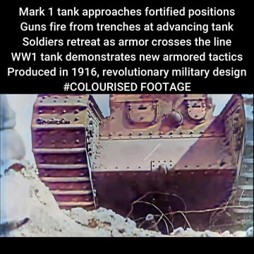 Historic British Mark 1 Tank Breaks Through Enemy Defenses 1917