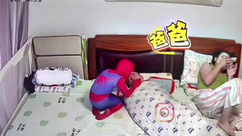Not All Heroes Wear Capes... Sometimes They Wear Pajamas! 🕷️😂#Spiderman 🕷️ #SuperheroLife 🦸