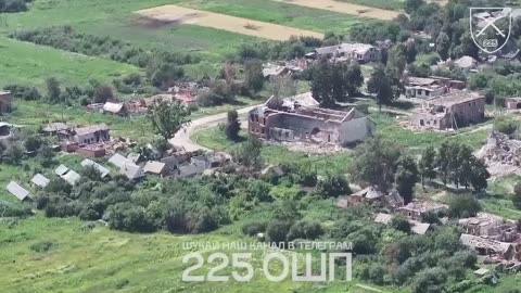 ‼️ The video shows a drone flyover of Kindrativka, a village located in Sumy