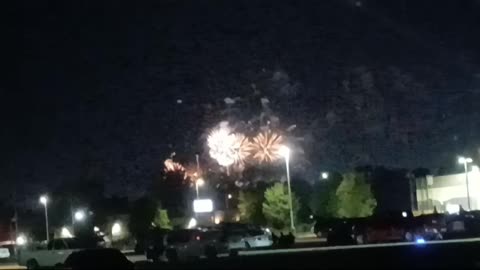 Fireworks and me and my dad wearing hats!!