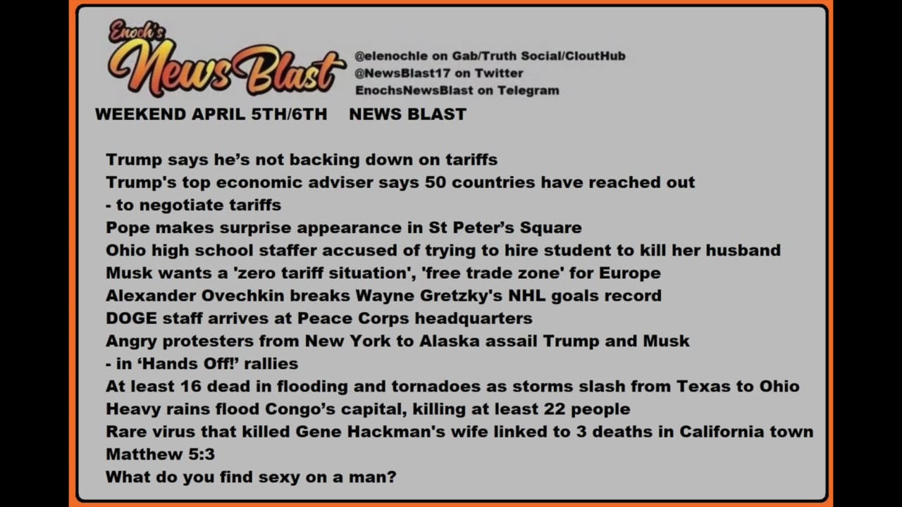 Weekend of April 5/6, 2025 News Blast