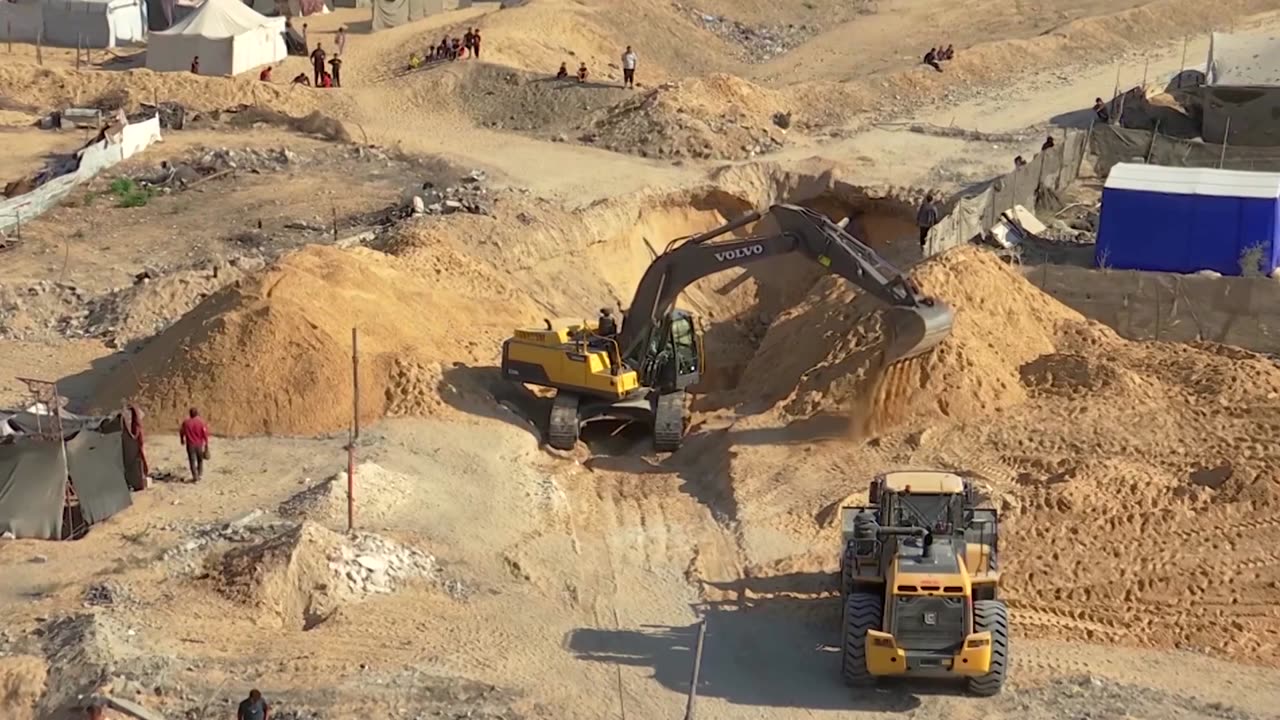 Machinery digs for bodies of Israeli hostages in Khan Younis