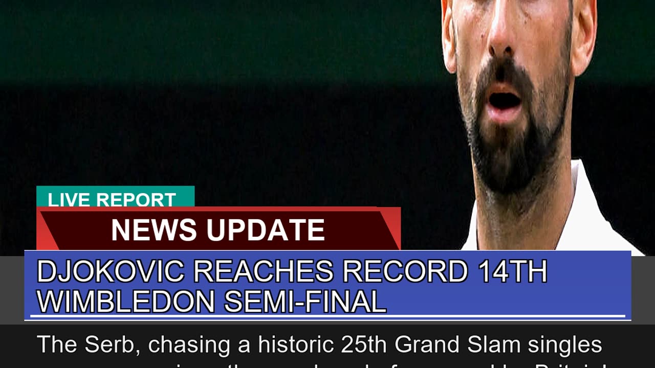 Djokovic Reaches Record 14th Wimbledon Semifinal