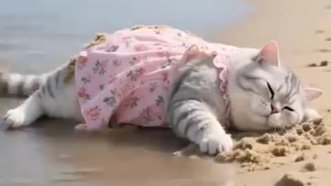 *"When Your Cat Thinks She's a Mermaid!"* 🐱🌊