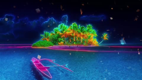 Neon Beach Paradise – Relaxing Piano Meditation with Ocean Waves | 1 Hour Ambient Music for Sleep