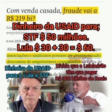 ELEIÇÕES PAGAR PELA USAID: A DÍVIDA DO PT E LULALADRÃO COM A USAID É 60 MILHÕES DE DÓLARES.