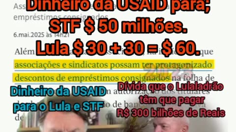 ELEIÇÕES PAGAR PELA USAID: A DÍVIDA DO PT E LULALADRÃO COM A USAID É 60 MILHÕES DE DÓLARES.