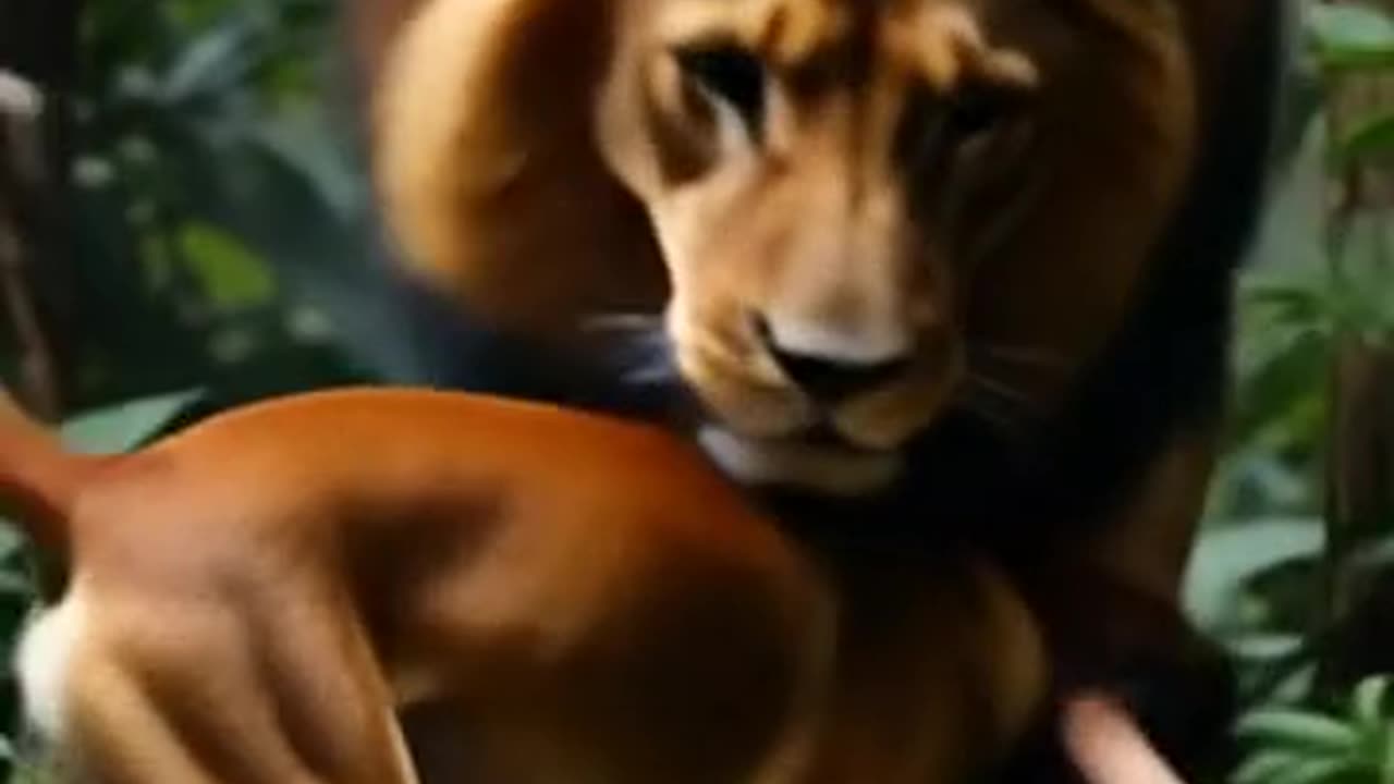 एक बंदर और एक कुत्ता ने शेर को मर दिया