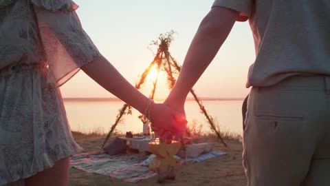 Couples Holding Hands, While Walking Romantic love moments