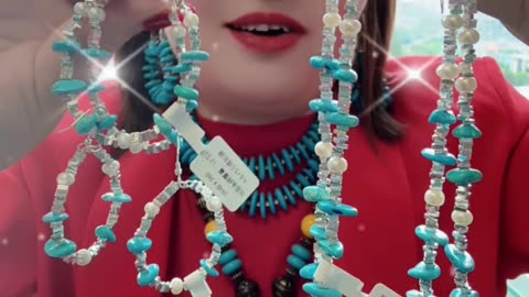 250602-10 Stunning! Turquoise & Pearl Set: Romantic Love Letter of Warm and Cool Tones
