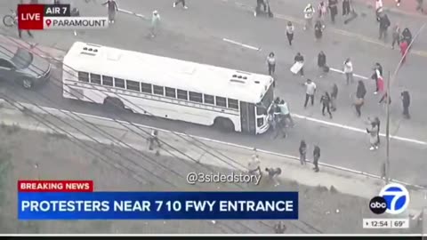 Domestic terrorists attack and vandalize a US Marshal Service bus in Paramount, California