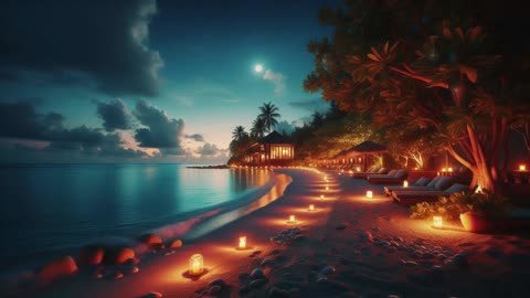 Moonlit Beach Serenity – Soothing Ocean Waves & Calming Night Breeze for Deep Sleep & Relaxation