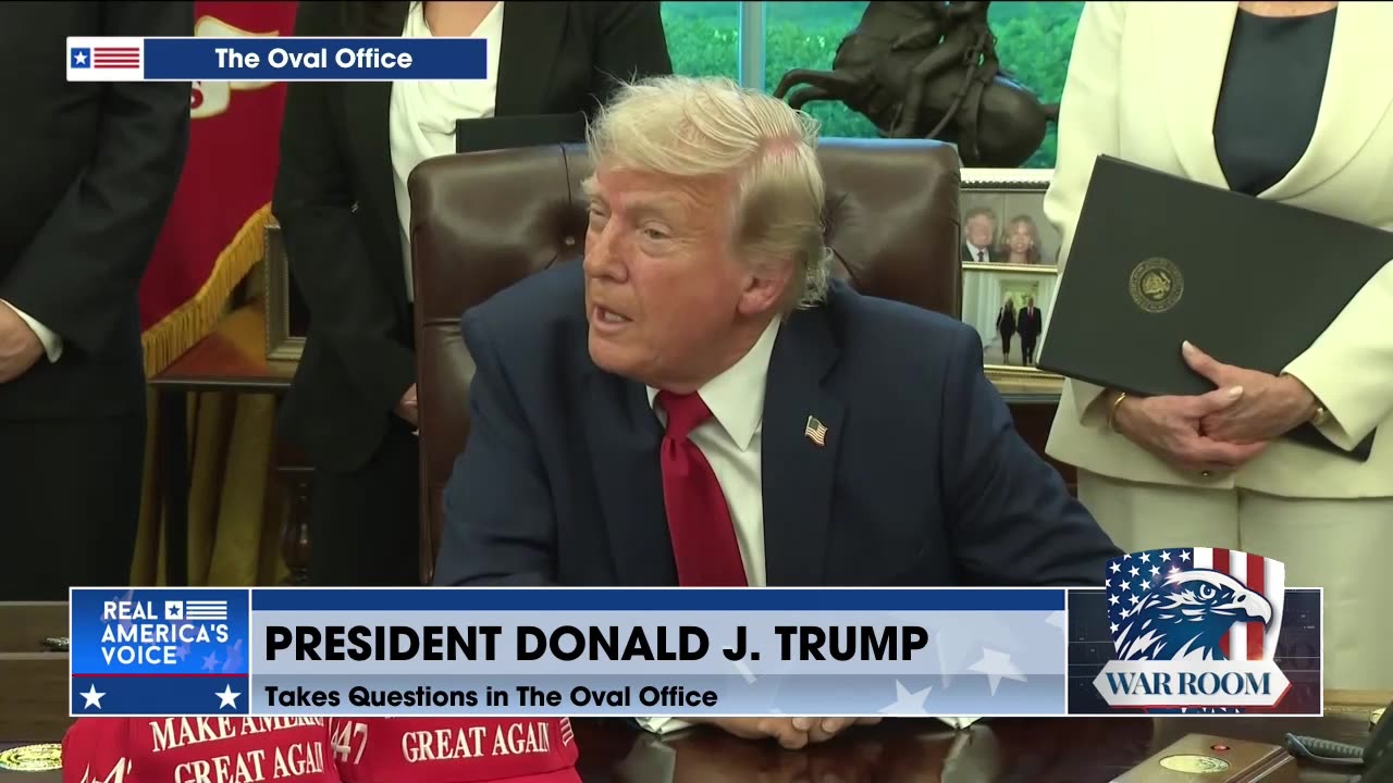 President Trump Takes Questions In The Oval Office On Tariffs, China, And WWIII