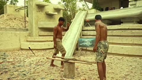 Building a villa in the forest by two men