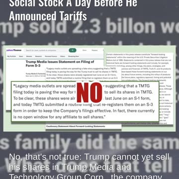 Fact Check: President Trump Did NOT Sell $2.3 Billion Of Truth Social Stock Day Before Tariffs