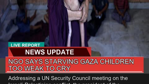 Ngo Says Starving Gaza Children Too Weak to Cry