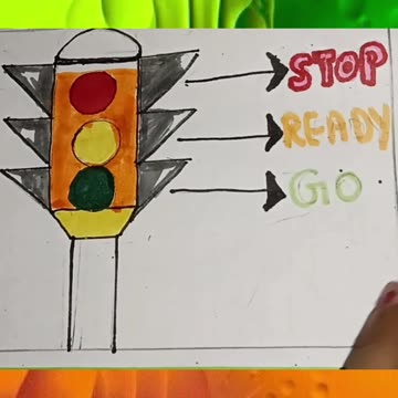 How to Draw Traffic 🚦 Light / Traffic Signal Drawing / Road Safety Drawing /