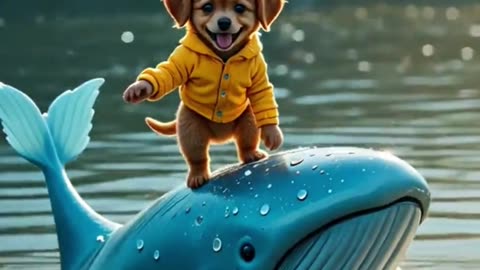 Brave Puppy Battles Ocean Storm on a Whale's Back – An Epic Sea Adventure #cute #animals