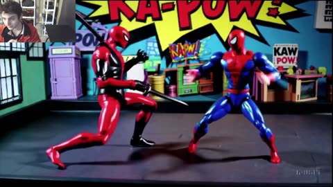 Outtake #1,032 Of Spider-Man Action Figure VS Deadpool Action Figure In A Battle Fake Stop Motion
