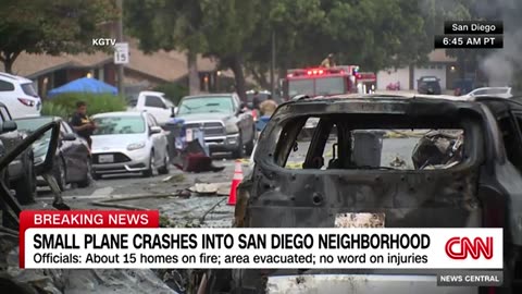 Business jet crashes into San Diego neighborhood, setting homes and cars on fire