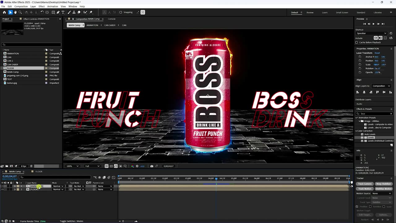 Animating Products with Motion Graphics in After Effects | Energy Drink Commercial in After Effects