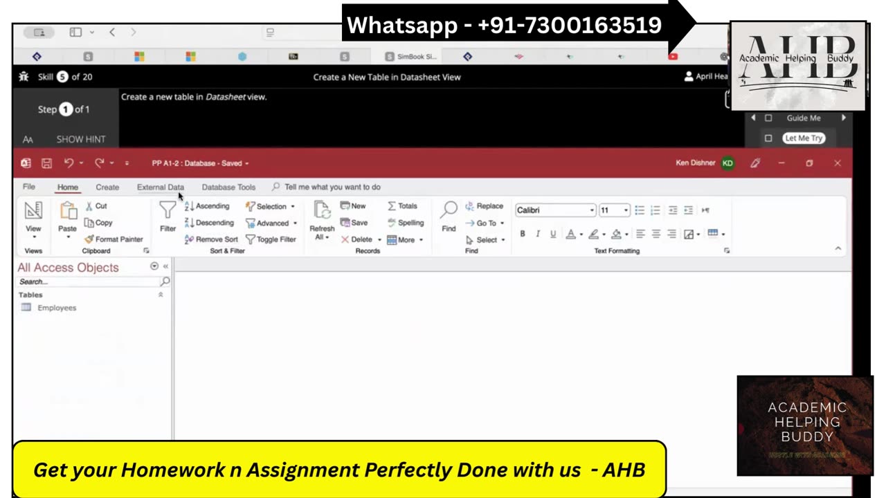Access Chapter 1 SimBook Simulation Training - Creating Databases and Tables | SIMnet Excel Solution