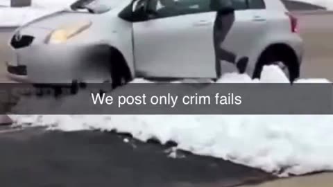 Porch pirate gets stuck in snow till police show up, idiot tries to dig out