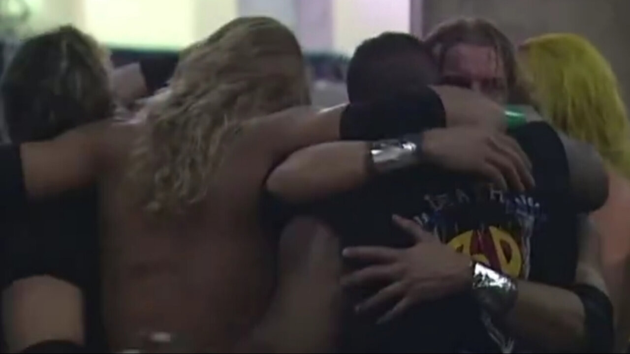 Behind the scenes: The Dudleyz, The Hardyz, & Edge & Christian get an applause after their TLC match
