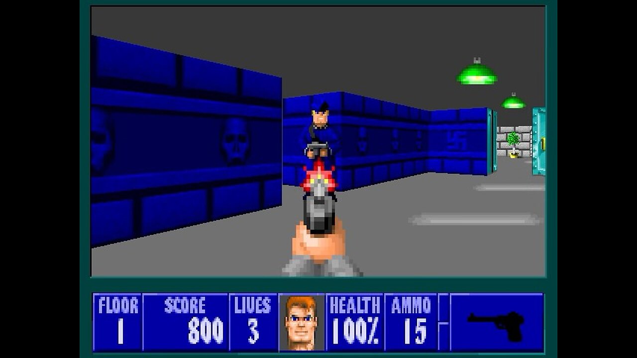 Wolfenstein 3D, DOS, 1992 - 100% Complete, Episode 6 Floor 1 (Confrontation)