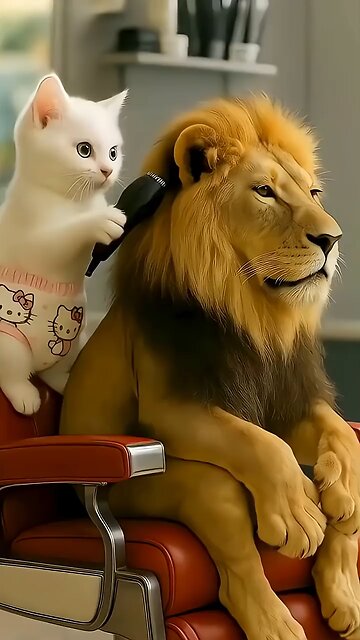 Lion Went to a Kitten Barber