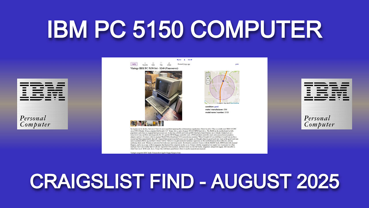 IBM PC 5150 computer - craigslist find - August 2025